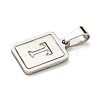 304 Stainless Steel Pave Natural White Shell Pendants STAS-S130-03P-T-2