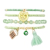 4Pcs 4 Style Evil Eye Valentine's Theme Alloy Enamel & Polycotton(Polyester Cotton) Tassel Charm Bracelets Set BJEW-JB09618-01-1