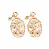 Brass Sapphire Rhinestone Pendants X-KK-S364-222-1