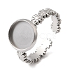 Flower 304 Stainless Steel Cuff Ring Components STAS-P454-05B-P-1