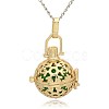 Golden Tone Brass Hollow Round Cage Pendants KK-J232-03G-1