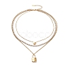 Crystal Rhinestone Heart & Word Love You Padlock Charms Triple Layer Necklace NJEW-C036-07G-2