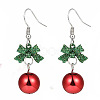 Christmas Theme Alloy Plastic Dangle Earrings FS-WG6FBD6-08-1