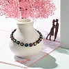 Flat Round with Heart Beaded Stretch Bracelet for Women BJEW-JB07552-04-2