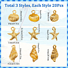 60Pcs 3 Styles Ocean Theme Alloy Pendants FIND-SC0012-44-2