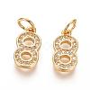 Brass Micro Pave Clear Cubic Zirconia Charms ZIRC-L092-08-G-1