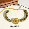 Adjustable Natural African Turquoise(Jasper) Round Beads Double Layers Bracelets YD4012-3