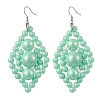 Woven Opaque Acrylic Dangle Earrings EJEW-JE05755-1