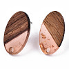 Transparent Resin & Walnut Wood Stud Earring Findings MAK-N032-005A-F04-2
