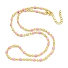 Brass Enamel Column Link Chain Necklaces NJEW-H039-09A-02G-2