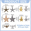 80Pcs 10 Styles DIY Starfish Tibetan Style Alloy Pendants & Links Connector Charms Findings Kits FIND-HY0004-63-2