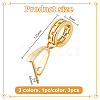 3Pcs 3 Colors Rhodium Plated Sterling Silver Ice Pick Pinch Bails STER-OC0001-02-2