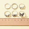 6Pcs 6 Style Butterfly & Heart & Chain Shape Alloy Stackable Rings Set RJEW-FS0001-05A-4