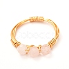 Copper Wire Wrapped Natural Gemstone Braided Bead Rings for Women RJEW-JR00393-6