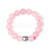 4MM Round Natural Rose Quartz Beaded Stretch Rings VM0712-6-1