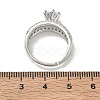 Adjustable Brass Finger Rings with Round Cubic Zirconia Center & Baguette Accents for Women CU-CBA7E55-16P-5