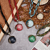 5Pcs 5 Style Resin Imitation Cat Eye Flat Round Pendant Necklaces Set NJEW-AN0001-12-7