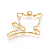 Zinc Alloy Kitten Open Back Bezel Pendants PALLOY-E564-02G-2