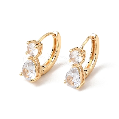 Brass Pave Cubic Zirconia Hoop Earrings KK-CBACA55-17G-1
