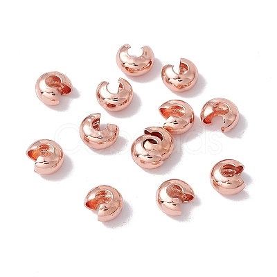 Brass Crimp Beads Covers X-KK-P219-05D-RG-1