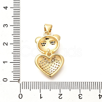 Rack Plating Brass Micro Pave Clear Cubic Zirconia Pendants KK-M309-39E-G-1