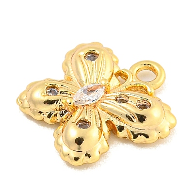 Brass Micro Pave Clear Cubic Zirconia Pendants KK-U015-11G-1