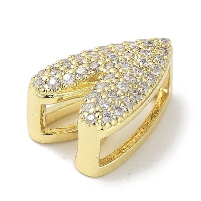 Rack Plating Brass Micro Pave Clear Cubic Zirconia Slide Charms KK-R163-10G-1