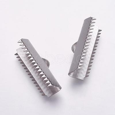 Tarnish Resistant 304 Stainless Steel Ribbon Crimp Ends STAS-K146-043-25mm-1