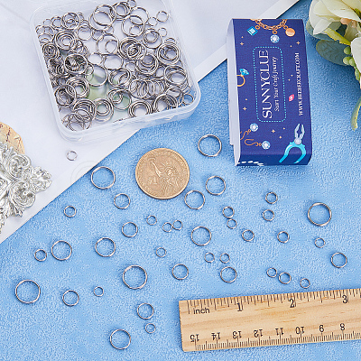 400pcs 5 Styles 304 Stainless Steel Split Rings STAS-SC0005-95-1