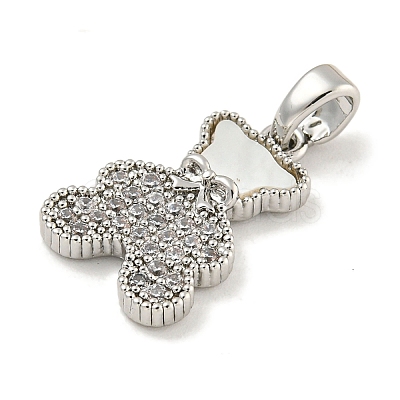 Brass Micro Pave Clear Cubic Zirconia Pendants KK-P275-18P-1