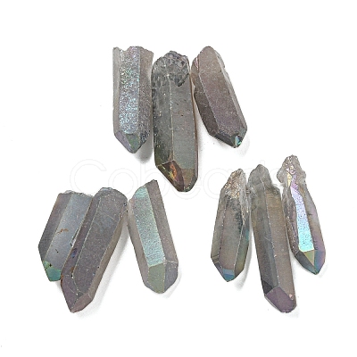 Electroplated Natural Quartz Crystal Graduated Beads Strands G-P315-A21-1