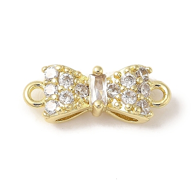 Brass Pave Clear Cubic Zirconia Connector Charms KK-G499-14G-1