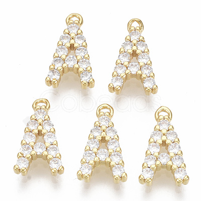 Brass Micro Pave Cubic Zirconia Charms KK-T060-05-A-G-NF-1
