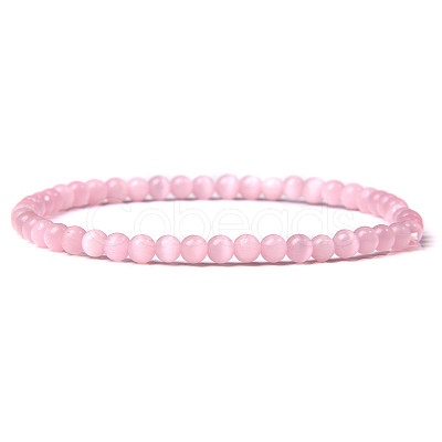 4mm Round Cat Eye Beads Bracelet for Men LS-KG3069-7-1