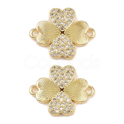 Brass Micro Pave Cubic Zirconia Connector Charms KK-L251-16G-1
