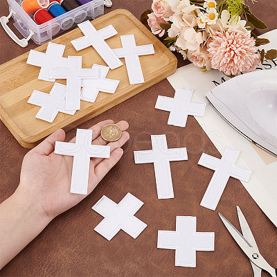 12Pcs 2 Styles Cross Polyester Embroidery Sew on Appliques PATC-FG0002-08-1