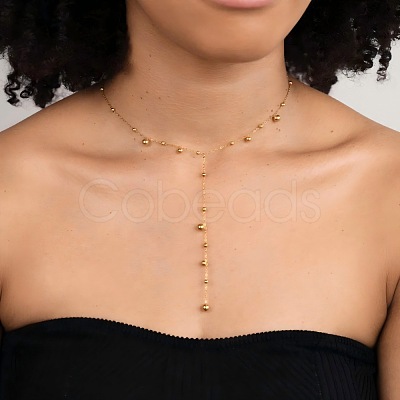 European Stainless Steel Round Bead Tassel Y Chain Necklaces for Women BF6806-1