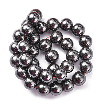 Magnetic Synthetic Hematite Beads Strands G-Q893-12mm-1