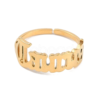 Ion Plating(IP) 304 Stainless Steel Constellation Open Cuff Ring for Women RJEW-C097-01G-03-1