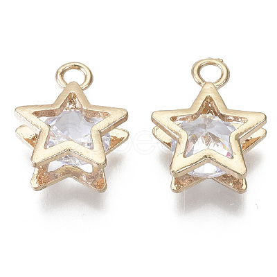 Brass Micro Cubic Zirconia Charms X-KK-N235-034A-1