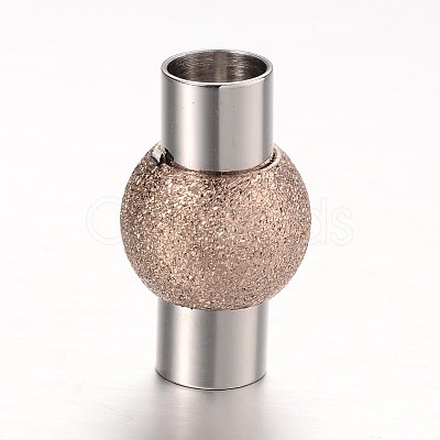 Textured 304 Stainless Steel Column Magnetic Clasps with Glue-in Ends STAS-I045-11-1