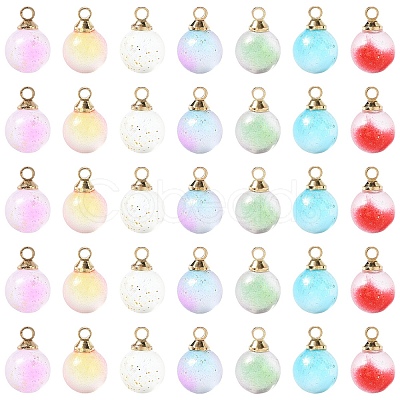 40Pcs Transparent Spray Painted Glass Charms GLAA-YW0003-89A-1