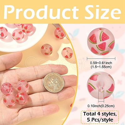 20Pcs 4 Styles Transparent Frosted Acrylic Beads FACR-YW0001-12-1