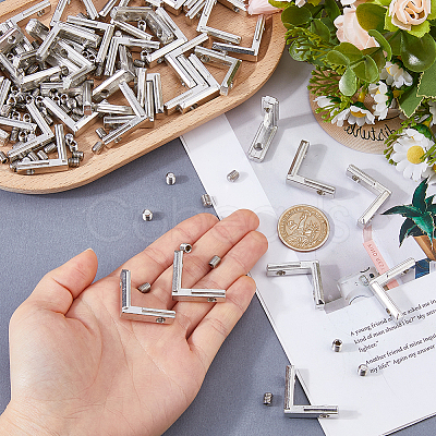 50 Bags L-shaped Aluminum Joint Corner Brackets with 2Pcs Screw FIND-FH0018-05-1