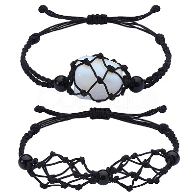 Adjustable Braided Nylon Cord Macrame Pouch Bracelet Making AJEW-SW00013-15-1
