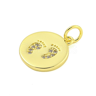 Round Rack Plating Brass Micro Pave Clear Cubic Zirconia Pendants KK-U021-01G-1
