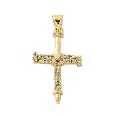Brass Micro Pave Cubic Zirconia Pendants KK-P293-21B-G-1