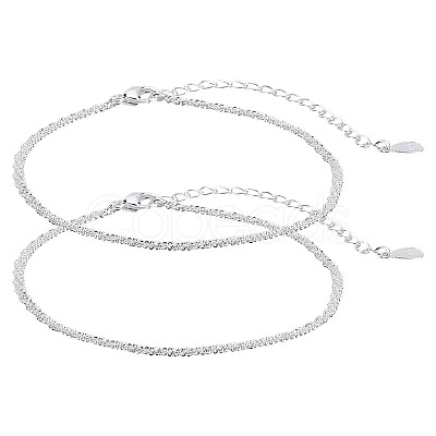 2Pcs Brass Micro Pave Cubic Zirconia Cable Chains Bracelets for Women BJEW-LP0011-12-1