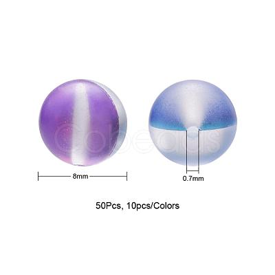 50Pcs 10 Colors Synthetic Moonstone Beads Strands G-YW0001-07-1