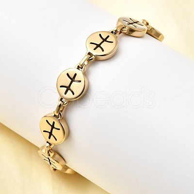 12 Constellations 304 Stainless Steel Link Chain Bracelets BJEW-I239-01G-04-1